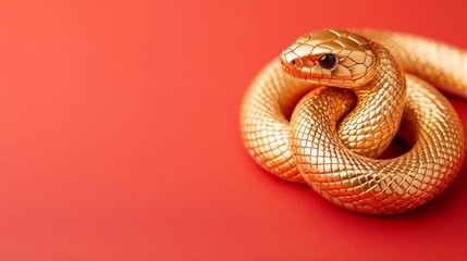 Obraz premium Gold Detailed Snake Design on Vibrant Background