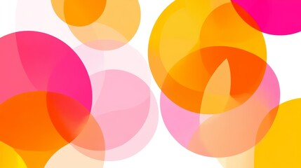 Obraz premium Colorful circles overlapping vibrant abstract pattern, pink orange yellow design, modern art