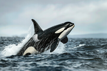 Fototapeta premium Fantastically beautiful majestic huge whale in deep ocean