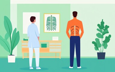 Doctor examining patient's back pain.