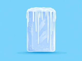 Melting ice block on blue background