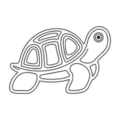 Black and white cute cartoon turtle. Coloring book for the children. Vector illustration
