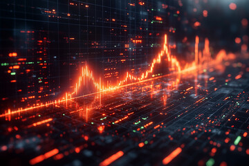 Fototapeta premium Futuristische 3D-Datenvisualisierung von Marktanalysen und Finanzstatistiken
