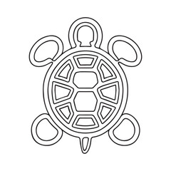 Obraz premium Black and white cute cartoon turtle. Coloring book for the children. Vector illustration