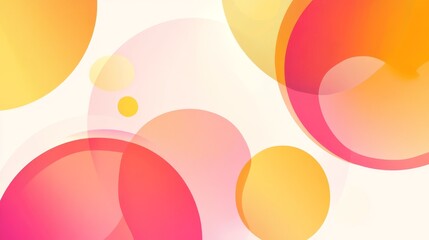 Vibrant Abstract Circles, Colorful Overlapping Shapes, Yellow Pink Red Art