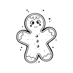 Vector illustration in a flat gingerbread man style on a white background. Christmas pastries. Christmas cookies and gingerbread man.