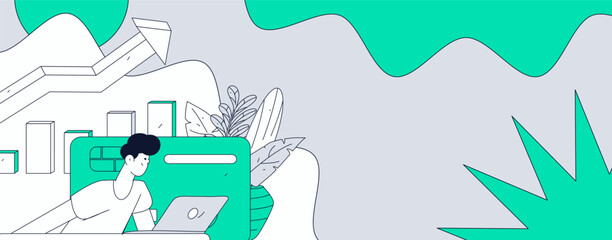 Internet financial management investment flat vector concept operation hand drawn illustration
