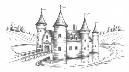 A Majestic Castle by a Tranquil Waterway