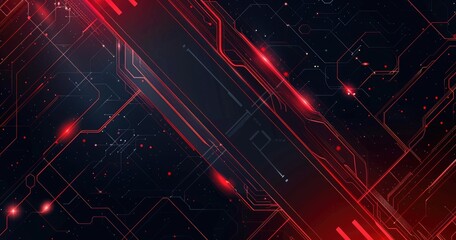 Fototapeta premium Abstract digital background featuring red and black circuitry patterns.