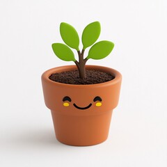 Tiny plant pot icon with a happy sprout