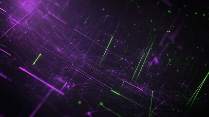 Obraz premium Purple and Green Cyber Lines, Neon Geometric Abstract Pattern, Futuristic Digital Art