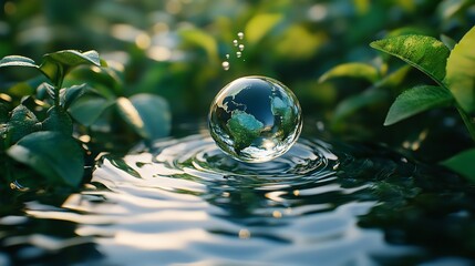 A drop of blue water on the earth,