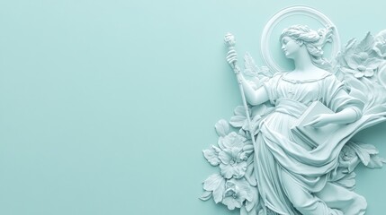 Fototapeta premium Angel sculpture with book and staff.
