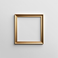 Square gold frame with a minimalist design, ideal for modern decor and displaying art or photos. Isolated on white background,