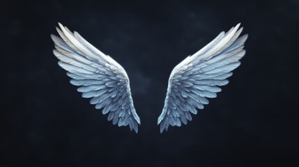 Obraz premium Floating transparent wings with glowing effect create mystical atmosphere. delicate feathers and ethereal appearance evoke sense of wonder and serenity