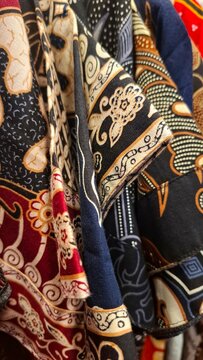 Batik of Indonesia. Batik Javanese with details motif. Batik is a blend of art and culture. With various motif of animals, humans, geometrics, and worn for religious, traditional and official occasion