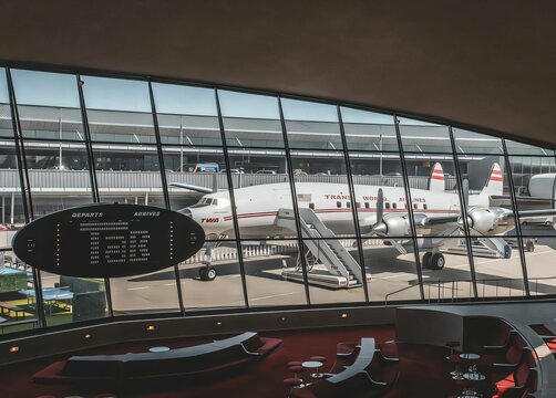 Vintage TWA Airplane at Retro Airport Terminal