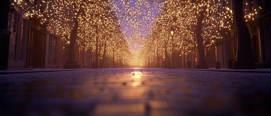 Street scene with a lot of lights and trees