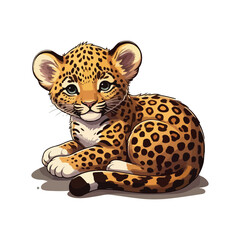 Leopard Sitting kawaii vector A leopard with the word cheetah on it illustration