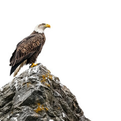 Fototapeta premium Majestic bald eagle perched on rocky outcrop in natural habitat captured in stunning detail