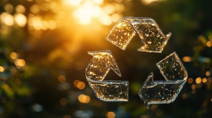 Water Droplet Recycle Symbol Nature Setting Graphic Image Eco-Conscious Concept Vibrant Environment