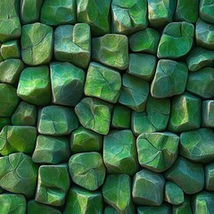 Fototapeta premium A vibrant pattern of green textured stones resembling leaves, creating a lively and natural backdrop.