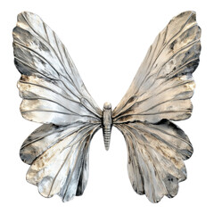 Artistic butterfly sculpture displayed on wall modern gallery 3d artwork minimalist design close-up...