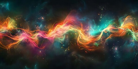 Obraz premium Vibrant glowing waveforms representing AI creativity 
