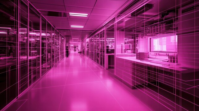 Emerging Magenta Box Plots Urban Electric Grid Digital Art Modern Lab Environment Futuristic Viewpoint
