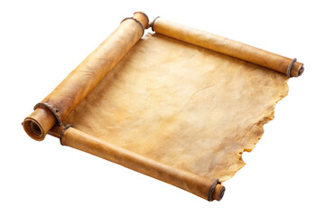 Ancient Rolled Parchment Scroll Isolated on Transparent Background