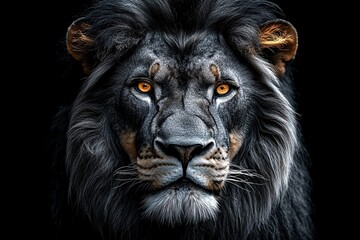 Fototapeta premium Fierce Monochrome Lion: Ready to Strike