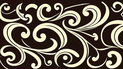 Elegant Cream Swirls on Dark Background Design