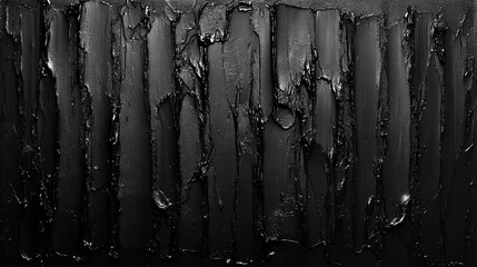textured black-painted brick wall, symbolizing chaos, urban decay, and mystery, offering a raw, gritty background or wallpaper with deep contrast and visual intensity
