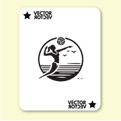 black design art of man or girl playing volly in style