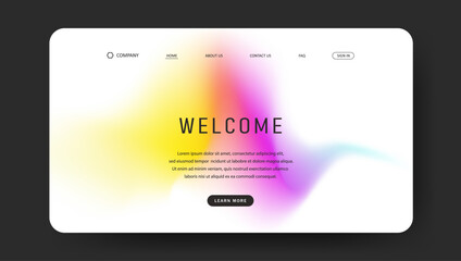 Abstract wave futuristic design of landing page. retro gradient mesh website design	