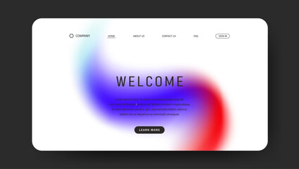 Abstract wave futuristic design of landing page. retro gradient mesh website design	