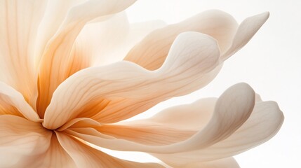 Close-up of delicate, creamy magnolia blossom petals.