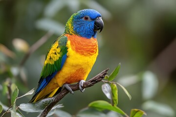 Obraz premium Vibrant and Colorful Parrot Perched on Tree Branch for Nature Lovers