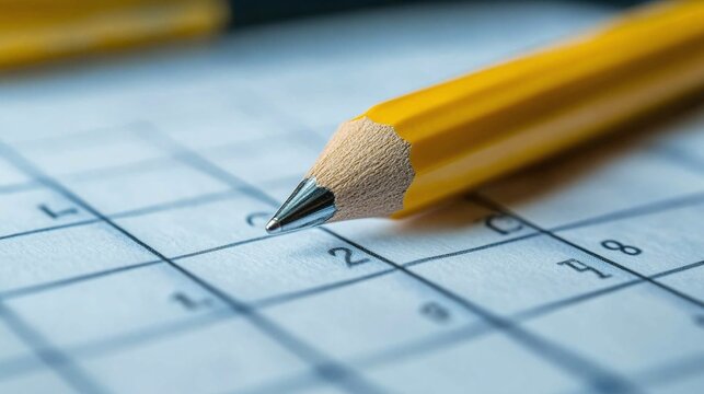 Calendar with pencils, planning meetings and events for proper time management