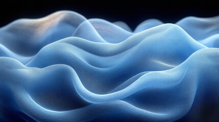Obraz premium Flowing blue fabric waves, abstract elegance. Art