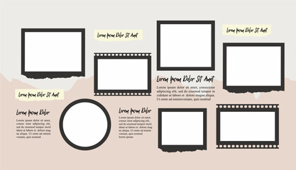 Pictures or photos frame collage layout abstract photo frames and digital photo wall template