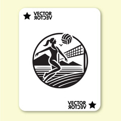 black design art of man or girl playing volly in style