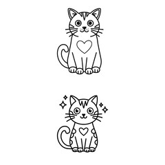 Cute Cat Illustration with Heart Motif