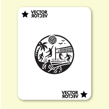 black design art of man or girl playing volly in style