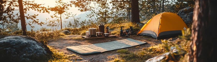 Foldable camping mat spread.