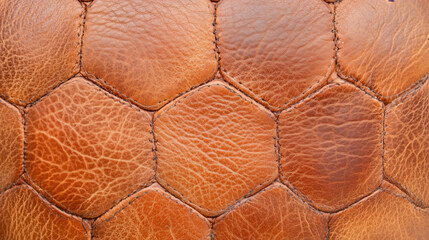 Close-Up of Vintage Leather Soccer Ball Texture 