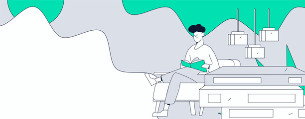 Home indoor character scene flat vector concept operation hand drawn illustration
