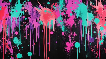 Neon splatter art colorful paint splash abstract pattern