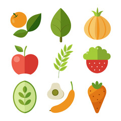 Natural food elements collections for business branding in white background