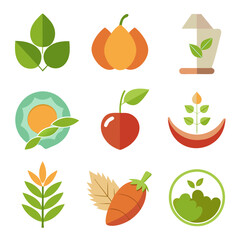 Natural food elements collections for business branding in white background